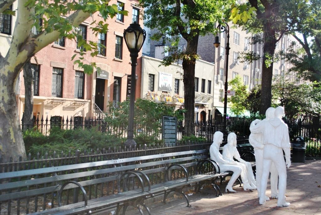 A commemorative sculpture by George Segal of two LGBTQ+ couples, which is displayed in Christopher Park. 